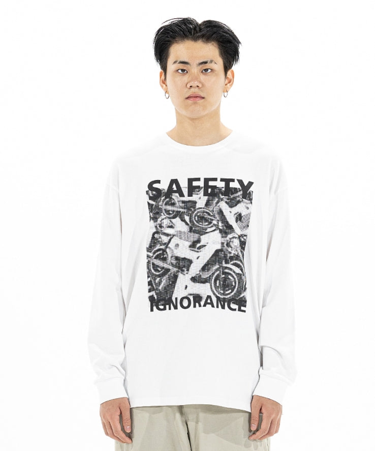 マスノウン(MASSNOUN)    SAFETY IGNORANCE OVERSIZED LONG SLEEVES MFZLS001-WT