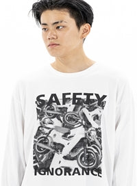 マスノウン(MASSNOUN)    SAFETY IGNORANCE OVERSIZED LONG SLEEVES MFZLS001-WT
