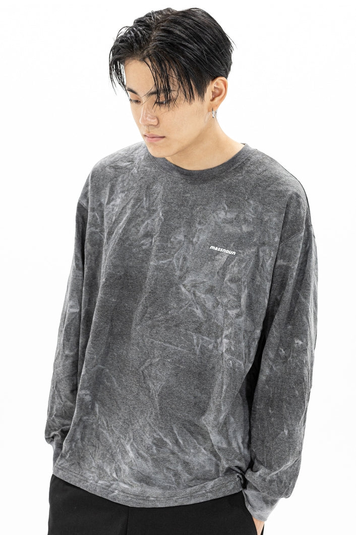 マスノウン(MASSNOUN)  TIE-DYE OVERSIZED LONG SLEEVES MFZLS002-BK