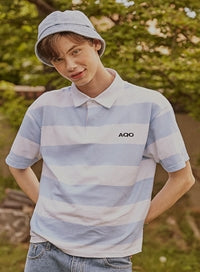 AQO_studiospace(アコスタジオスペース)  AQO LOGO PIQUE T SHIRT SKYBLUE