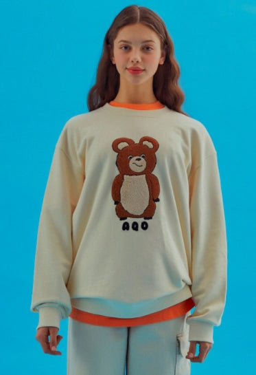 AQO_studiospace(アコスタジオスペース) AQO ERIC BEAR SWEATSHIRTS IVORY