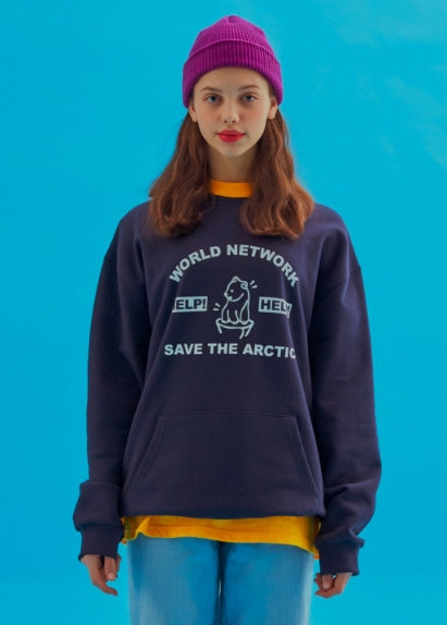 AQO_studiospace(アコスタジオスペース) AQO ARC GRAPHIC SWEATSHIRTS NAVY