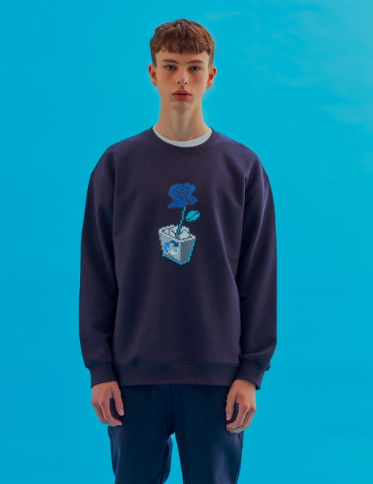 AQO_studiospace(アコスタジオスペース) AQO FLOWER SWEATSHIRTS NAVY