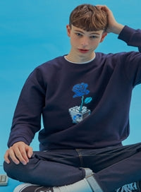 AQO_studiospace(アコスタジオスペース) AQO FLOWER SWEATSHIRTS NAVY