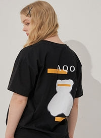 AQO_studiospace(アコスタジオスペース)  AQO BEAR T-SHIRTS BLACK