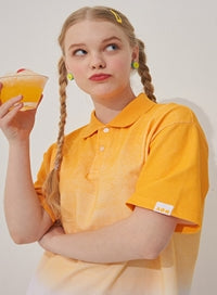 AQO_studiospace(アコスタジオスペース)  AQO GRADATION PIQUE T-SHIRTS ORANGE