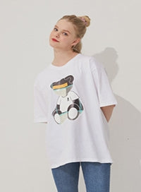 AQO_studiospace(アコスタジオスペース)  AQO CHECK BEAR T SHIRTS WHITE