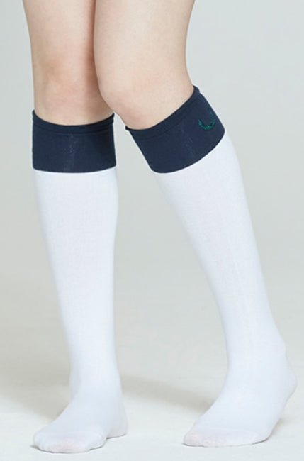 ロマンティッククラウン(ROMANTIC CROWN) LAUREL LOGO KNEE SOCKS_WHITE
