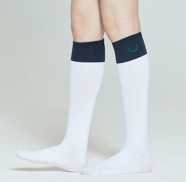 ロマンティッククラウン(ROMANTIC CROWN) LAUREL LOGO KNEE SOCKS_WHITE