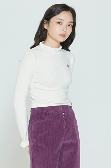 ロマンティッククラウン(ROMANTIC CROWN) FRILL POINT KNITWEAR_OATMEAL