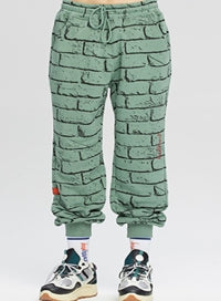 ベドインベド(BADINBAD)  BRICK GRAFFITI SWEATPANTS_SAGE GREEN