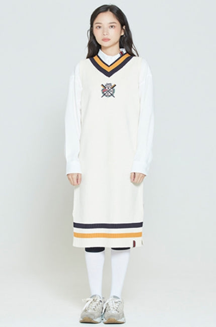 ロマンティッククラウン(ROMANTIC CROWN) LOGO KNITTED TANK DRESS_OATMEAL