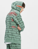 ベドインベド(BADINBAD)  BRICK GRAFFITI HOODIE_SAGE GREEN