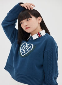 TARGETTO(ターゲット)  [TGT X RMTCRW]INTARSIA CROP KNIT_DARK BLUE