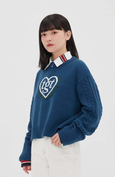TARGETTO(ターゲット)  [TGT X RMTCRW]INTARSIA CROP KNIT_DARK BLUE