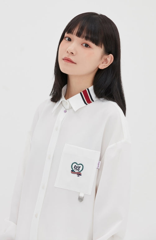 TARGETTO(ターゲット) [TGT X RMTCRW]STRIPED CUFFS SHIRTS ONEPIECE_WHITE