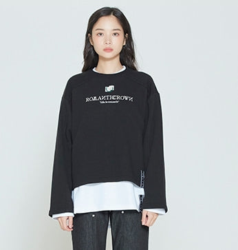 ロマンティッククラウン(ROMANTIC CROWN) SHOULDER CHAIN NEEDLE SWEATSHIRT_BLACK