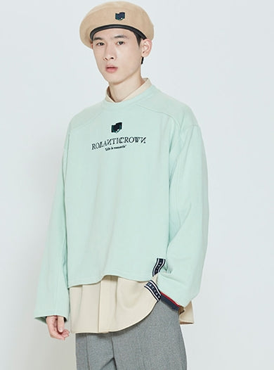 ロマンティッククラウン(ROMANTIC CROWN) SHOULDER CHAIN NEEDLE SWEATSHIRT_LIGHT GREEN