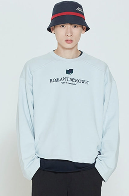 ロマンティッククラウン(ROMANTIC CROWN) SHOULDER CHAIN NEEDLE SWEATSHIRT_SKY BLUE