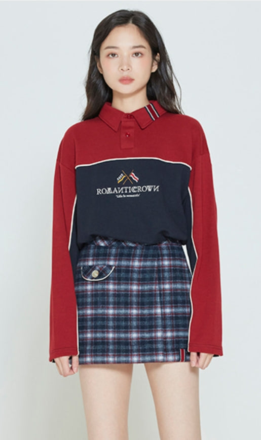 ロマンティッククラウン(ROMANTIC CROWN)  RMTCRW PIPING POLO SHIRT_BURGUNDY