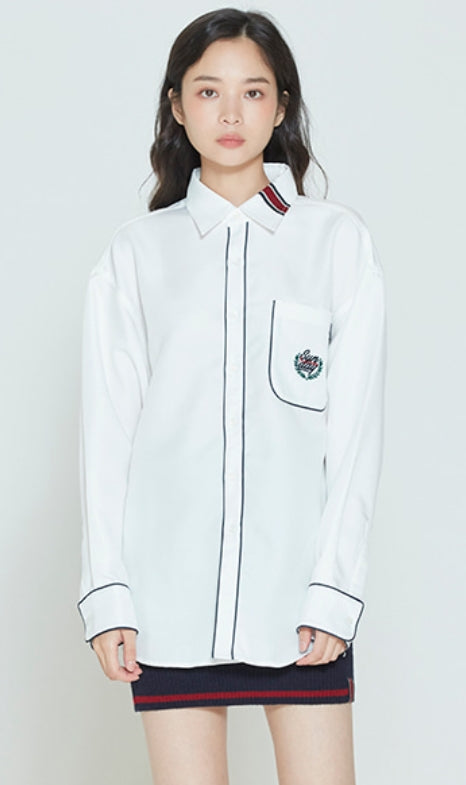 ロマンティッククラウン(ROMANTIC CROWN) SUNDAY SYNDROME PIPING SHIRT_WHITE