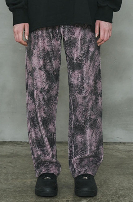 オーワイ(OY)  	TIE-DYE CORDUROY WIDE PANTS-PURPLE