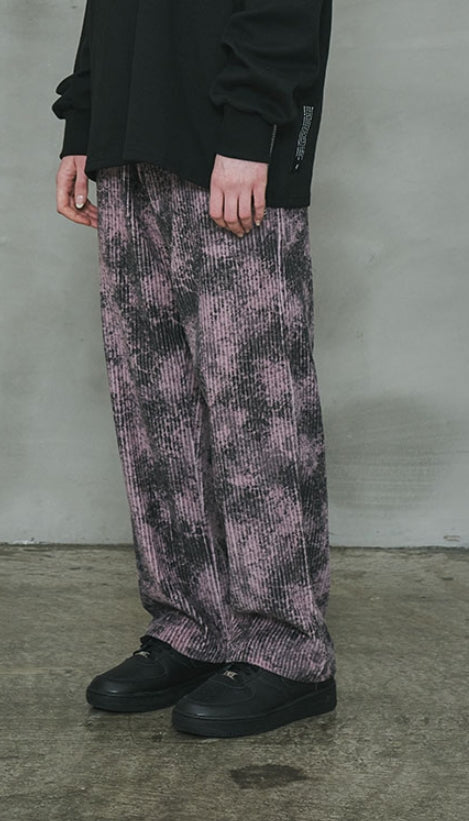 オーワイ(OY)  	TIE-DYE CORDUROY WIDE PANTS-PURPLE