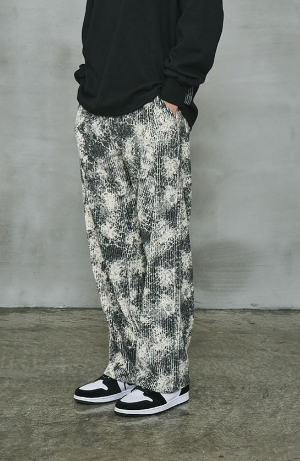 オーワイ(OY)  		TIE-DYE CORDUROY WIDE PANTS-IVORY