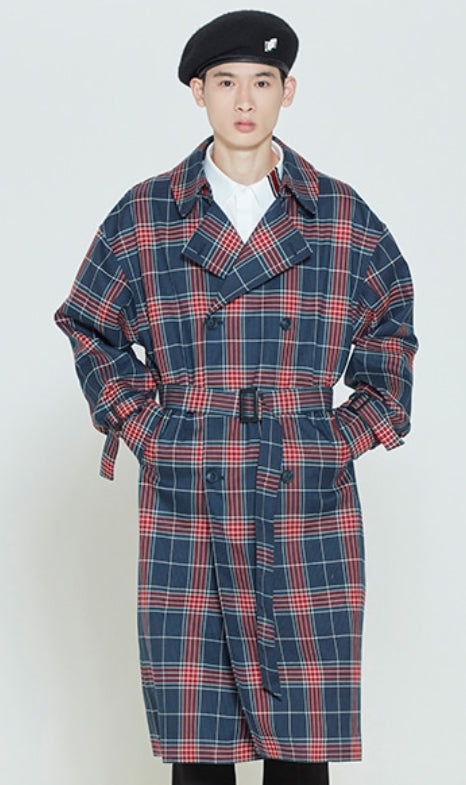 ロマンティッククラウン(ROMANTIC CROWN) CROSS CHECK TRENCH COAT_NAVY