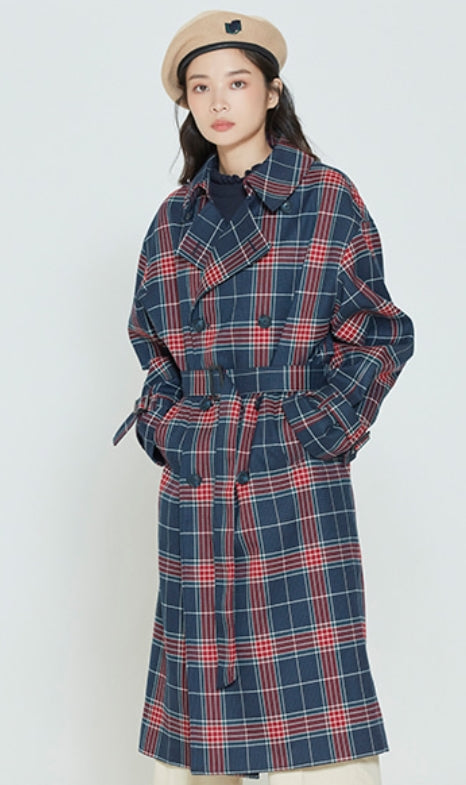 ロマンティッククラウン(ROMANTIC CROWN) CROSS CHECK TRENCH COAT_NAVY