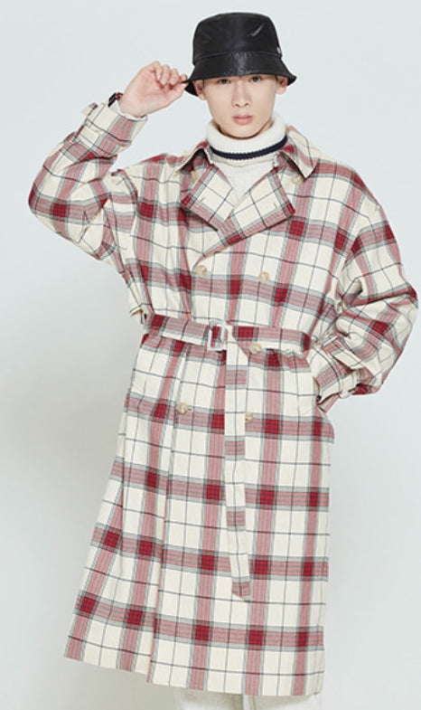 ロマンティッククラウン(ROMANTIC CROWN)CROSS CHECK TRENCH COAT_OATMEAL