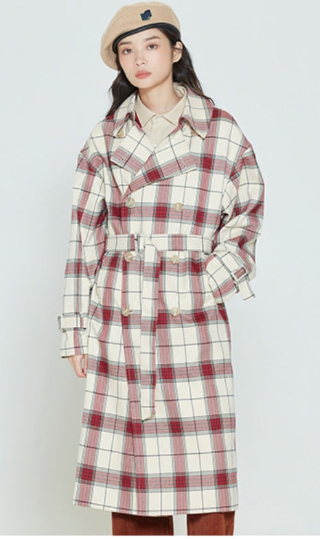 ロマンティッククラウン(ROMANTIC CROWN)CROSS CHECK TRENCH COAT_OATMEAL