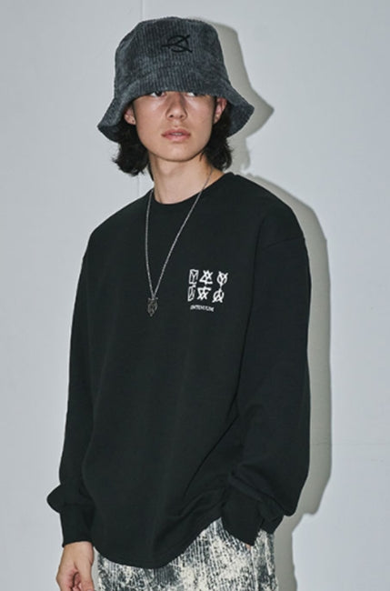 オーワイ(OY)   CRACK TRIPLE LOGO SLEEVE T-BLACK