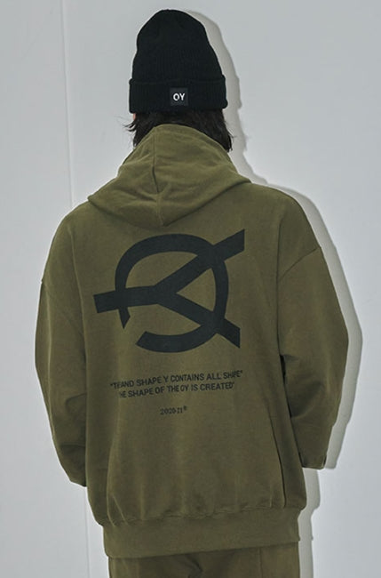 オーワイ(OY) 	BASIC LOGO HOODIE-KHAKI