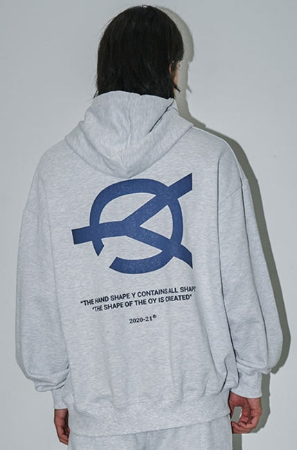オーワイ(OY) 	BASIC LOGO HOODIE-LIGHT GREY