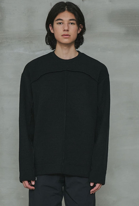 オーワイ(OY) 	TRIPLE LOGO CUTTING KNIT-BLACK