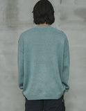 オーワイ(OY) 	MOHAIR CHECK STRIPE KNIT-MINT BLUE