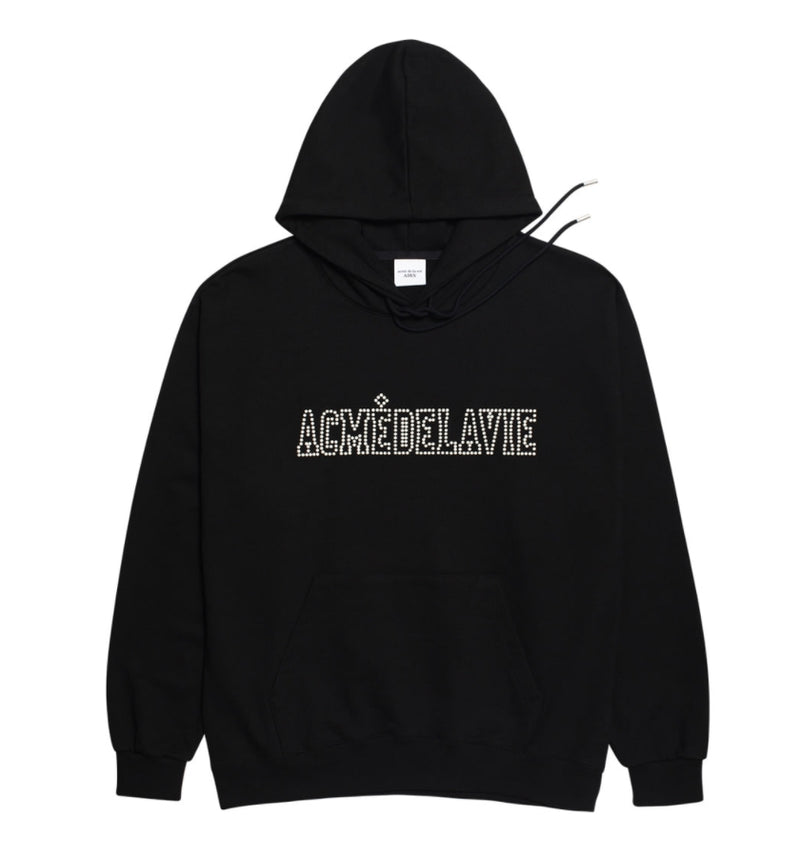 アクメドラビ(acme' de la vie)   HOTFIX PEARLS OUTLINE LOGO HOODIE BLACK