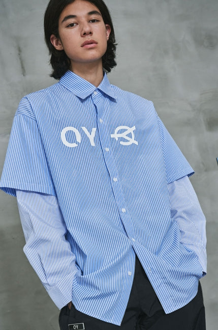 オーワイ(OY) 	LAYERED LOGO SHIRTS-STRIPE