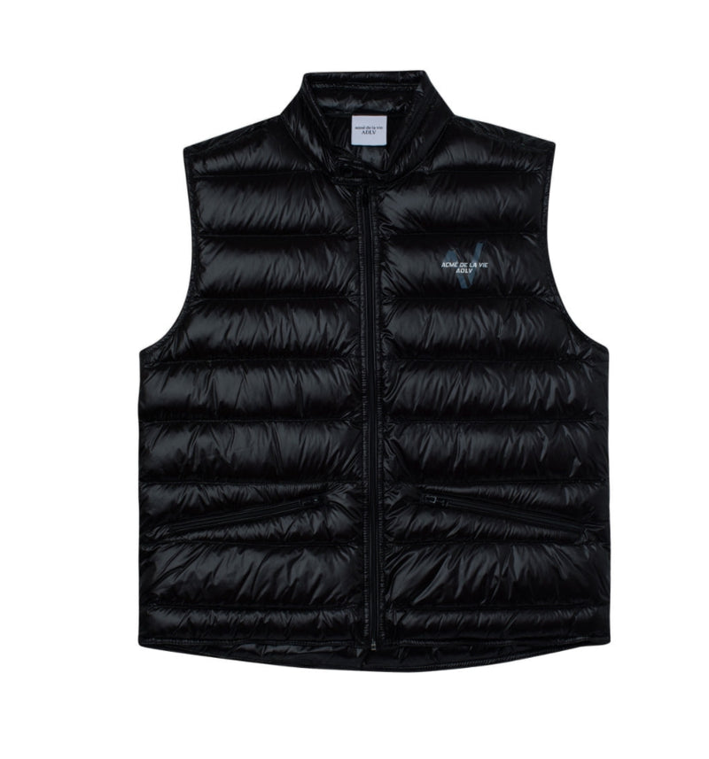 アクメドラビ(acme' de la vie) V LOGO DOWN VEST BLACK