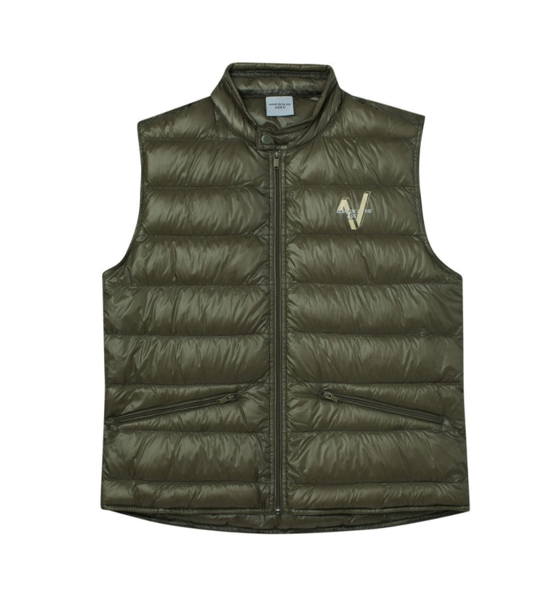 アクメドラビ(acme' de la vie) V LOGO DOWN VEST DARK BROWN