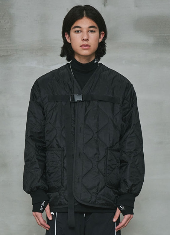 オーワイ(OY) 	PAINTING LOGO QUILTING JACKET-BLACK