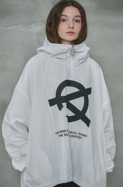 オーワイ(OY) 	LOGO SHIRRING ANORAK JACKET-WHITE
