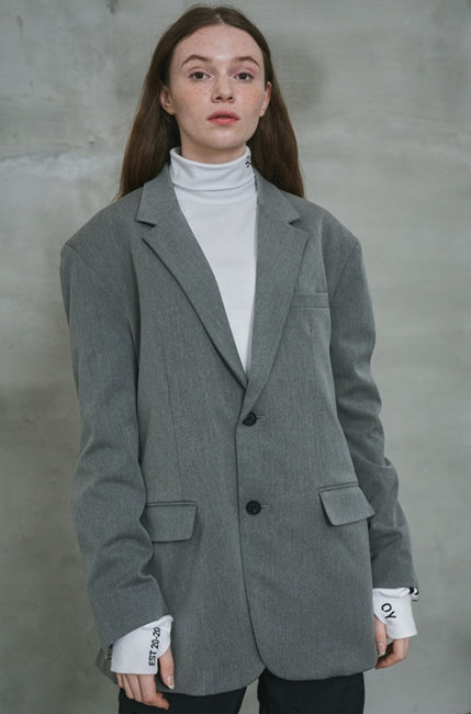 オーワイ(OY) OVERSIZE SINGLE BLAZER-GREY