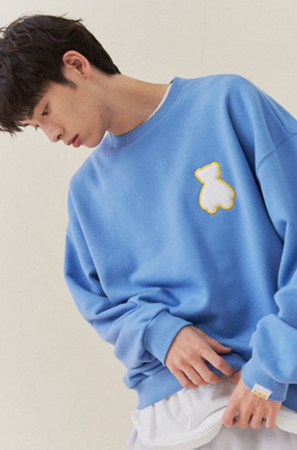 AQO_studiospace(アコスタジオスペース) AQO BEAR LOGO SWEATSHIRTS BLUE