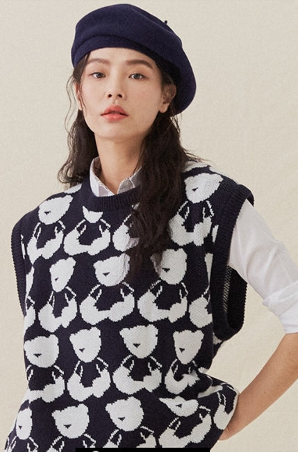 AQO_studiospace(アコスタジオスペース)  AQO BEAR KNIT VEST BLACK