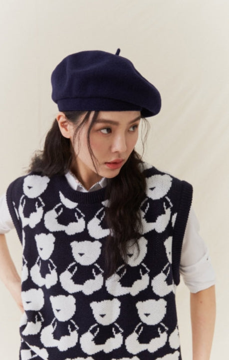 AQO_studiospace(アコスタジオスペース)  AQO BEAR KNIT VEST BLACK