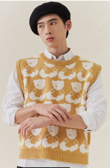 AQO_studiospace(アコスタジオスペース)  AQO BEAR KNIT VEST BEIGE