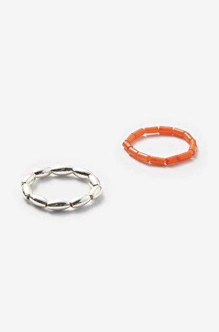 MONDAY EDITION(マンデイエディション) Odd Pair Corallites Silver Rings - coral red