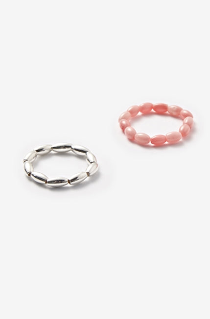 MONDAY EDITION(マンデイエディション) Odd Pair Corallites Silver Rings - baby pink